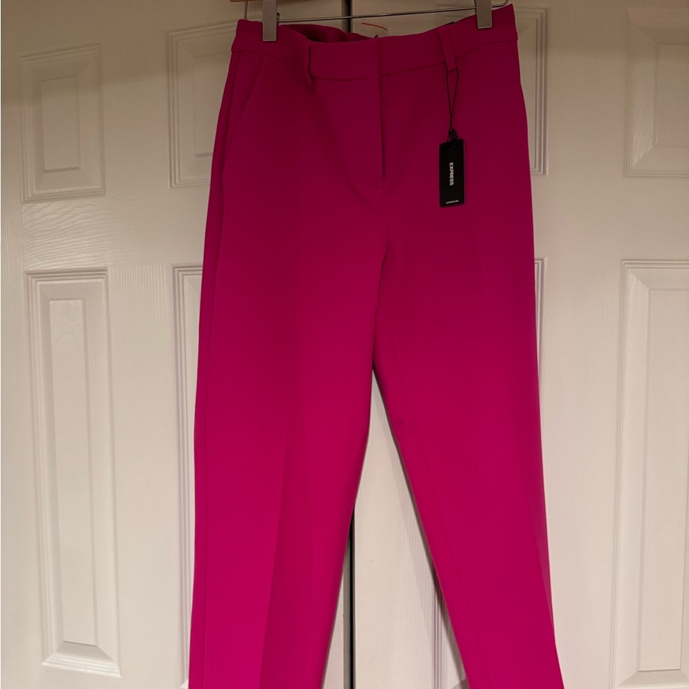 Express Editor mid rise straight ankle pant new with tags hot pink